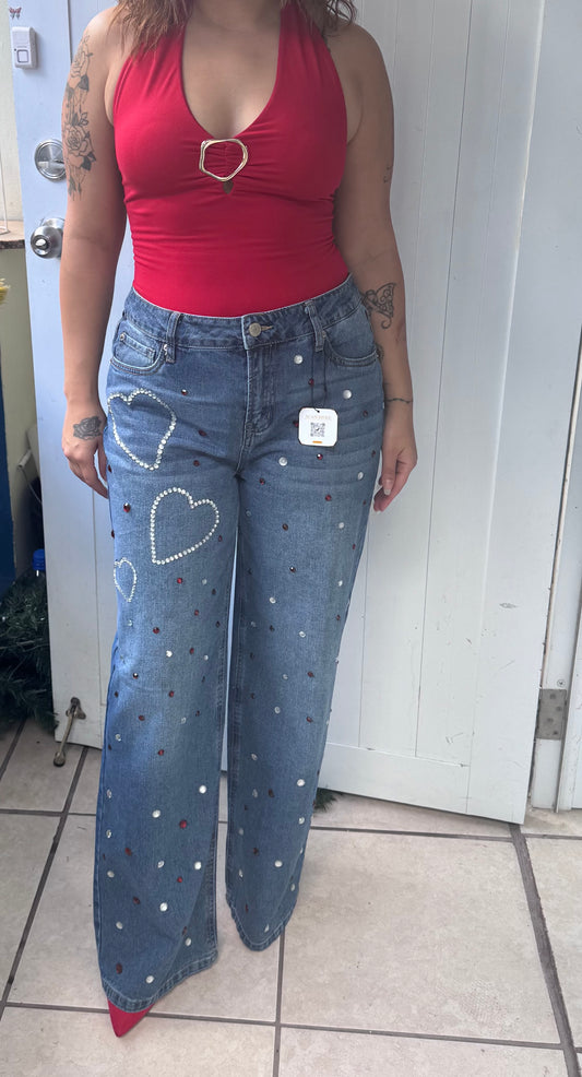 Amor Sparkle Baggy Jeans