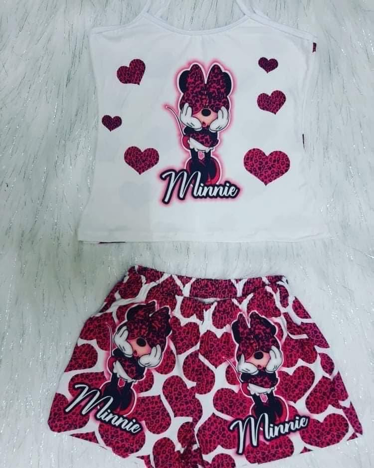 Minnie Heart Leopard Pajama Set – 2 Piece